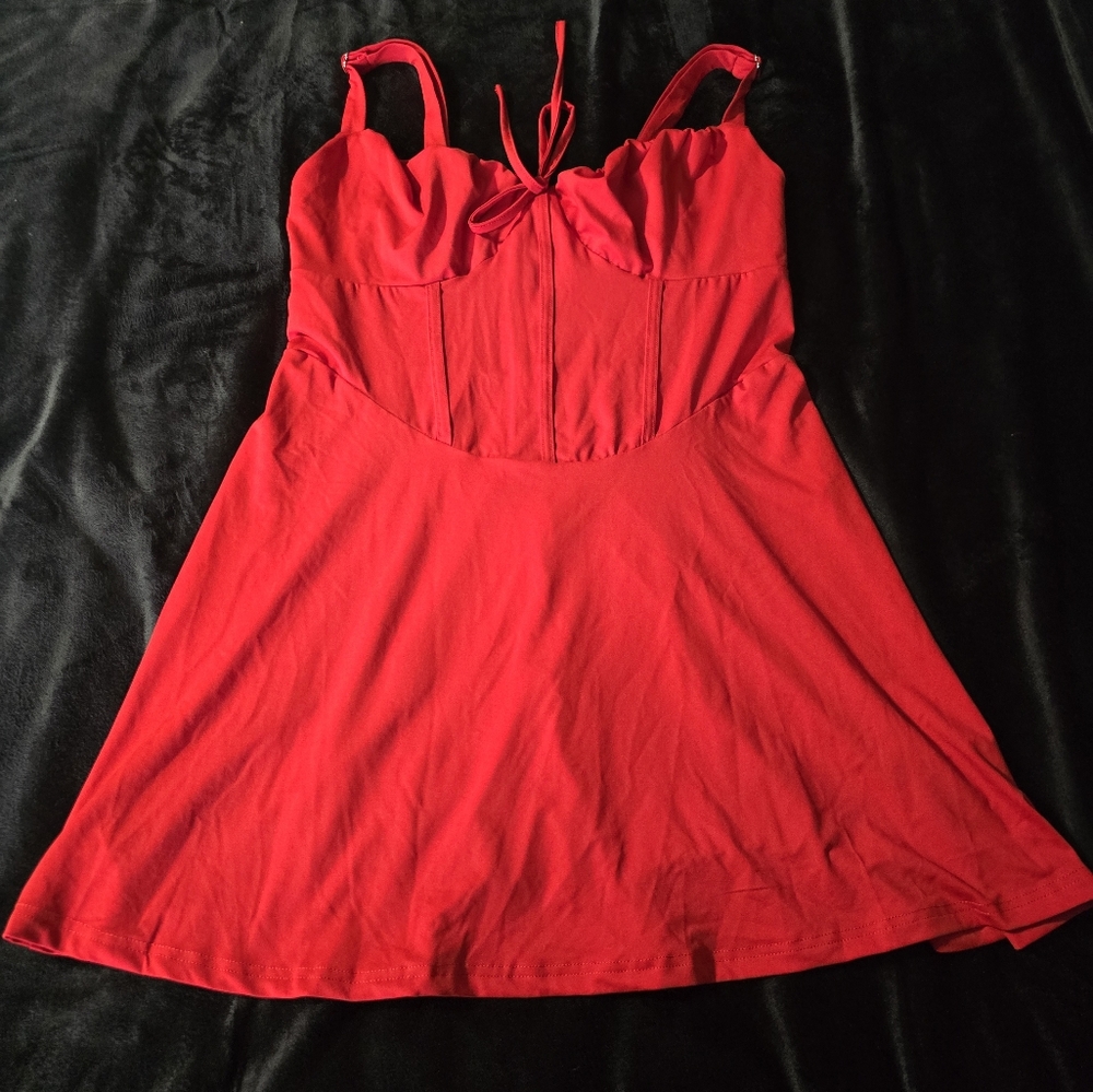 Red mini dress